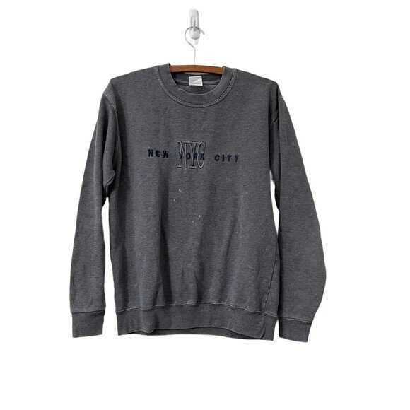 Wali USA Womens Gray Embroidered New York City Logo Pullover Sweatshirt Size M - Picture 1 of 6
